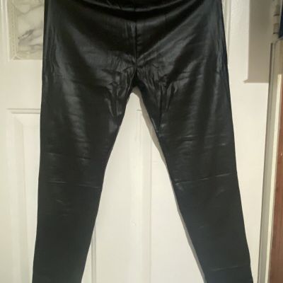NEILIXIL Women's leather pants with black transparencies on XL leather