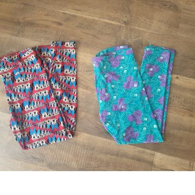 Lularoe Lot of 2 Tall Curvy Disney Mickey Mouse Novelty Leggings TC One Size