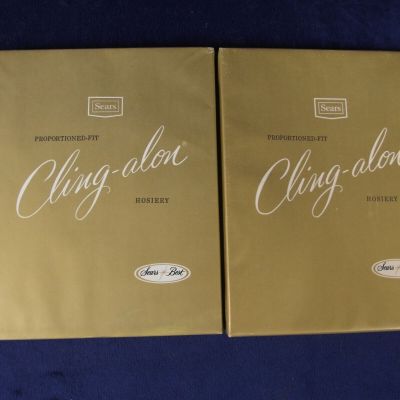 3 Pair Sears Cling-Alon Stockings Thigh Highs - Bare Beige Shapely B 10-11