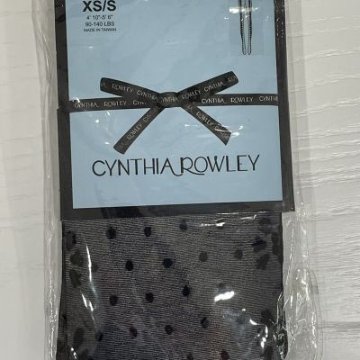 NEW CYNTHIA ROWLEY Black Tights Pantyhose Pattern of Dots  Size XS S