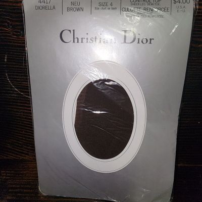 Christian Dior stockings SZ 4 Control Top Pantyhose Tights NEU BROWN 4417