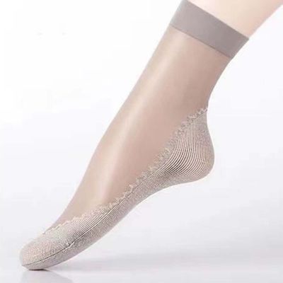 10 Pairs Thin Socks Solid Color Sweat Absorption See Through Ankle Sock