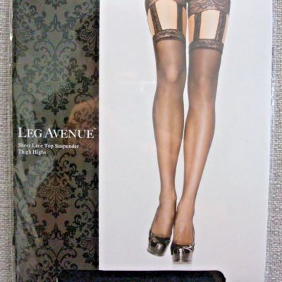 CONTEMPORARY SHEER SUSPENDER LACE GARTER TOP THIGH HI STOCKINGS NEW HARD TO FIND