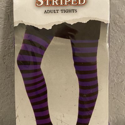 Black/Purple Striped Adult Tights, Ages 14+ One Size, Halloween Costume