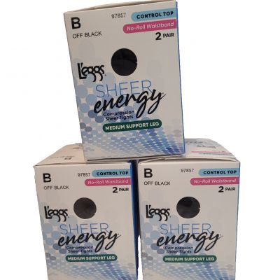 L'eggs Pantyhose Sheer Energy Compression Sheer Tights Nylons Size B 3-pack