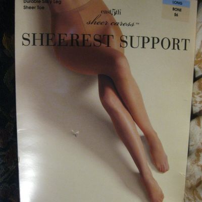 Vintage East 5th JC Penney Sheer Caress Sheerest Support Pantyhose~Bone~Long~NEW