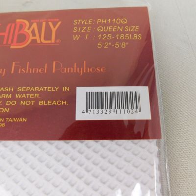 Hibaly PH110Q Queen Plus Size Fancy Fishnet Pantyhose - White #6805