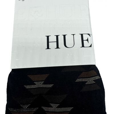 NWT HUE Womens Tribal Pattern Tights Stockings With Control Top Black Size M/L