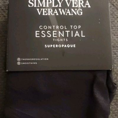 Simply Vera Vera Wang Black Super Opaque Control Top Smoothing Tights Sz 1 Small