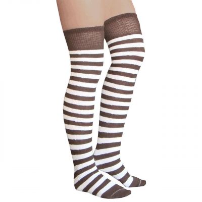 Brown/White Striped Thigh Highs