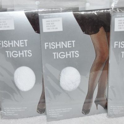 4 New Korus Fishnet Tights White Lot Pantyhose One Size 100-170lbs 5'-5'9