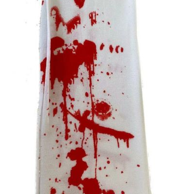Halloween Thigh High Hot Sexy Sheer Silk Stocking-Hold Blood Stains White