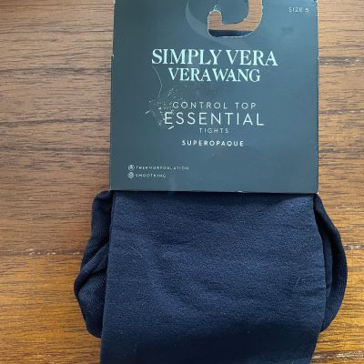 New Simply Vera Vera Wang Size 5, Black Control Top Essential Tights Superopaqe