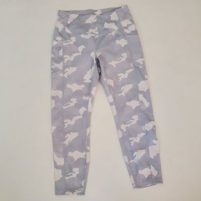 Yogalicious Lux Womens Large Camo Leggings 7/8 Length High Rise Gray White