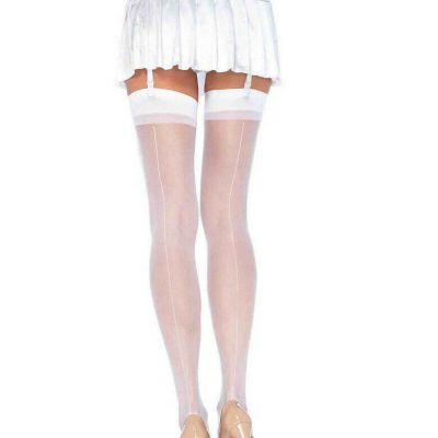 Leg Avenue Sheer Back Seam Stocking Stockings White one size fits most brand new