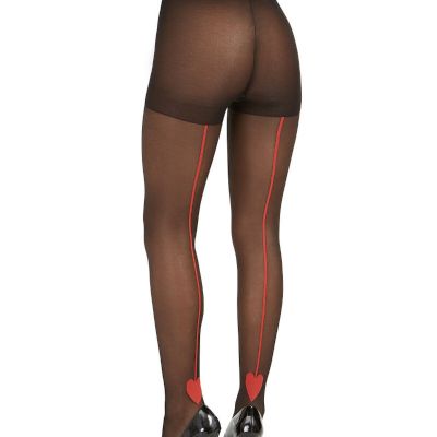 INC Women's Red Heart Backseam Tights sz X-Small / Small Black Dapper Pantyhose