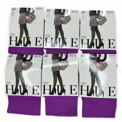 Hue Womens Opaque Tights Size 1 Dahlia Purple 6 Pairs 40 denier NWT