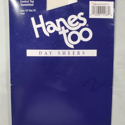 Hanes too pantyhose Day Sheers Pearl Color Size CD control top sandalfoot style