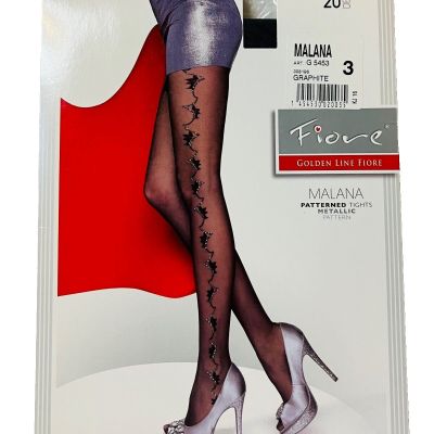 FIORE Golden Line Malana Black 20 Den Pantyhose Metallic Patterned Tights 3,4