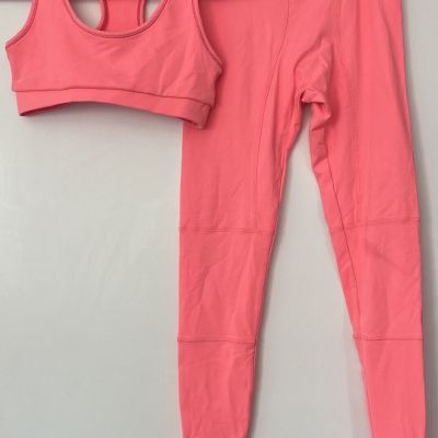 Bombshell Sportswear Athlete Bright Coral/Pink Leggings And Sports Bra Set XS/S