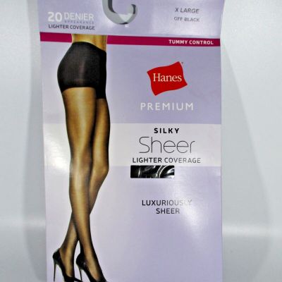 Hanes Premium Women's Silky Sheer Control Top Pantyhose - Off Black, XL