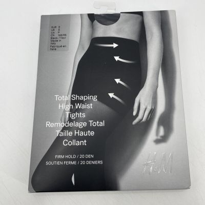 H&M Shaping Tights High Waist Black Sz S Made in Italy Stockings NIB
