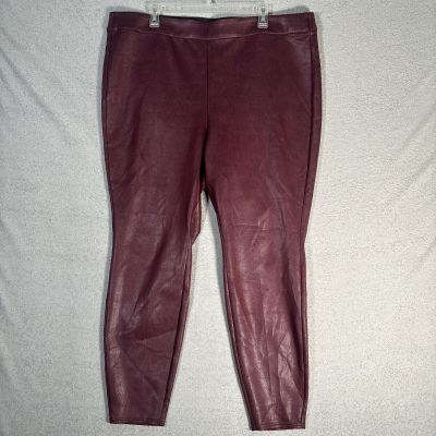 Lane Bryant Women’s Plus Size 22/24 Legging Maroon High Rise Faux Leather Pullon