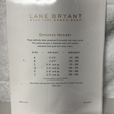 Vintage Lane Bryant Daysheer Invisible Reinforced Toe Off Black Size A Hose