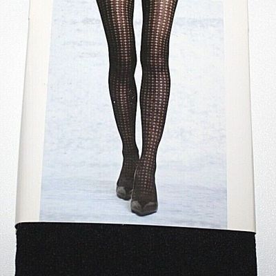 Attention Black Control Top Striped Textured Fashion Tights - Size 1X/2X