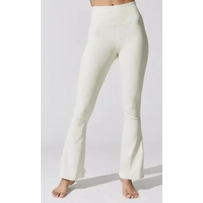 YEAR OF OURS Ribbed Flare Legging in Cream Bone White size Small