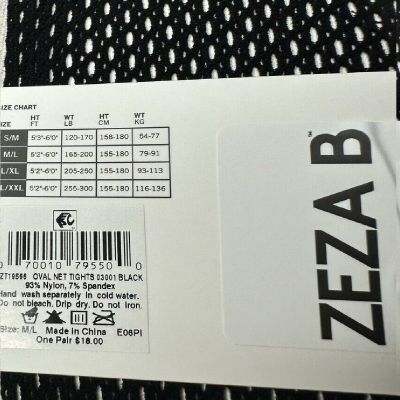 ZEZA B By HUE Womens Oval Net Tights Black Size XL/XXL