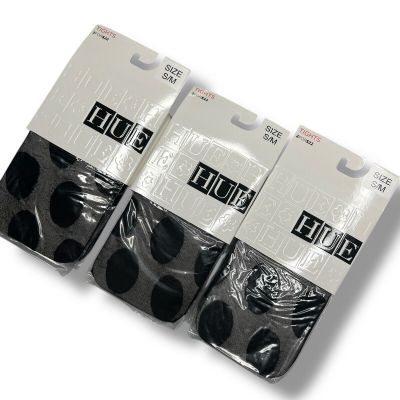 HUE Womens Polka Dot Control Top Tight 3 Pair Black Size S/ M