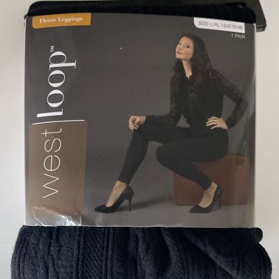West Loop Women's Sz Large/XL Black Fleece Lined Textured Soft Leggings