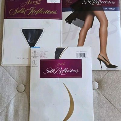Hanes Silk Reflections Silky Sheer Control Top Pantyhose-Sz AB-2 Black, 1 Taupe