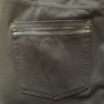 White House Black Market Front Faux Leather  Leggings Side Zip Back Pocket Black