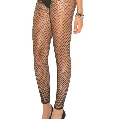 Womens Footless Tights 2-Pack Womens One Size Black Lace and Fence Net Hosiery