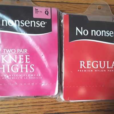 Lot of 2 - No Nonsense Queen Size Pantyhose/Knee Highs. Size Q, Q2. New