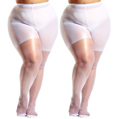 2 Pairs Plus Size Sheer Tights for Women 17 Colors Ultra Thin Pantyhose Reinf...