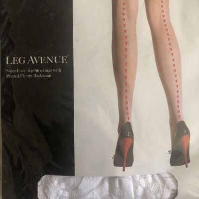 Sheer Lace Stockings With Heart Backseam One Size