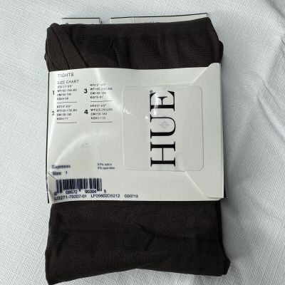 HUE Espresso Brown Ultimate Opaque Control Top Tights Womens Size 1 U3271 New