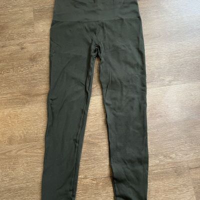 Spanx Legging Womens Size 1X Ankle Zip Seamless Olive Green Slimming Shaping