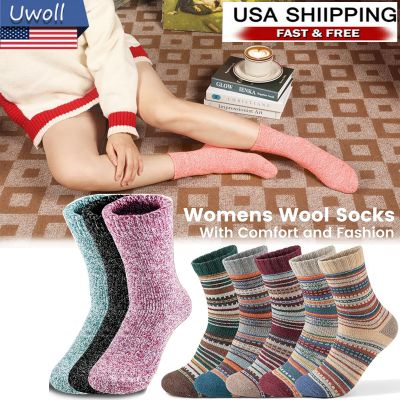 2 Pairs Winter Merino Lambs Wool Heavy Duty Thermal Boots Socks For Women Girls