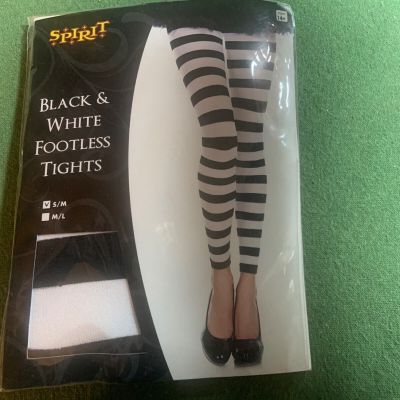 Black & White Stripped Footless Tights S/M