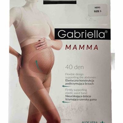 Gabriella Mamma 40 Den Compression MATERNITY PANTYHOSE Black Size 3 Medium NEW