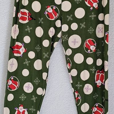 LuLaRoe Womens Legging Pants Size TC2 Multicolor Santa Clause Snowballs