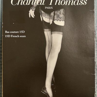 Chantal Thomass Paris French Seam Nude/Pink w/Black Seam Garter Stockings Sz 3