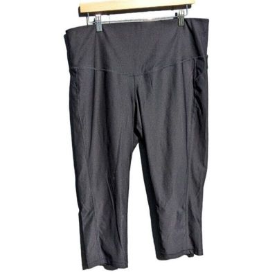 Black Cropped Leggings Biking Athletic Gym Workout Yoga Women Plus Size 1X