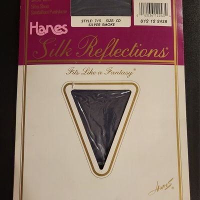 Vintage Hanes Silk Reflections Silky Sheer Pantyhose - Silver Smoke - Size CD