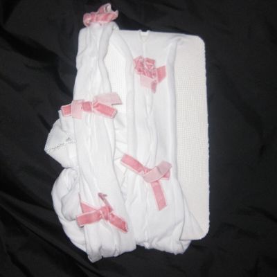 Romwe kawaii white sheer fishnet tights w/cutouts & pink bows nip pastel goth