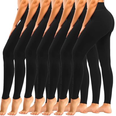 7 Pack High Waisted Leggings for Women Tummy Control Soft Workout Yoga Pants(...